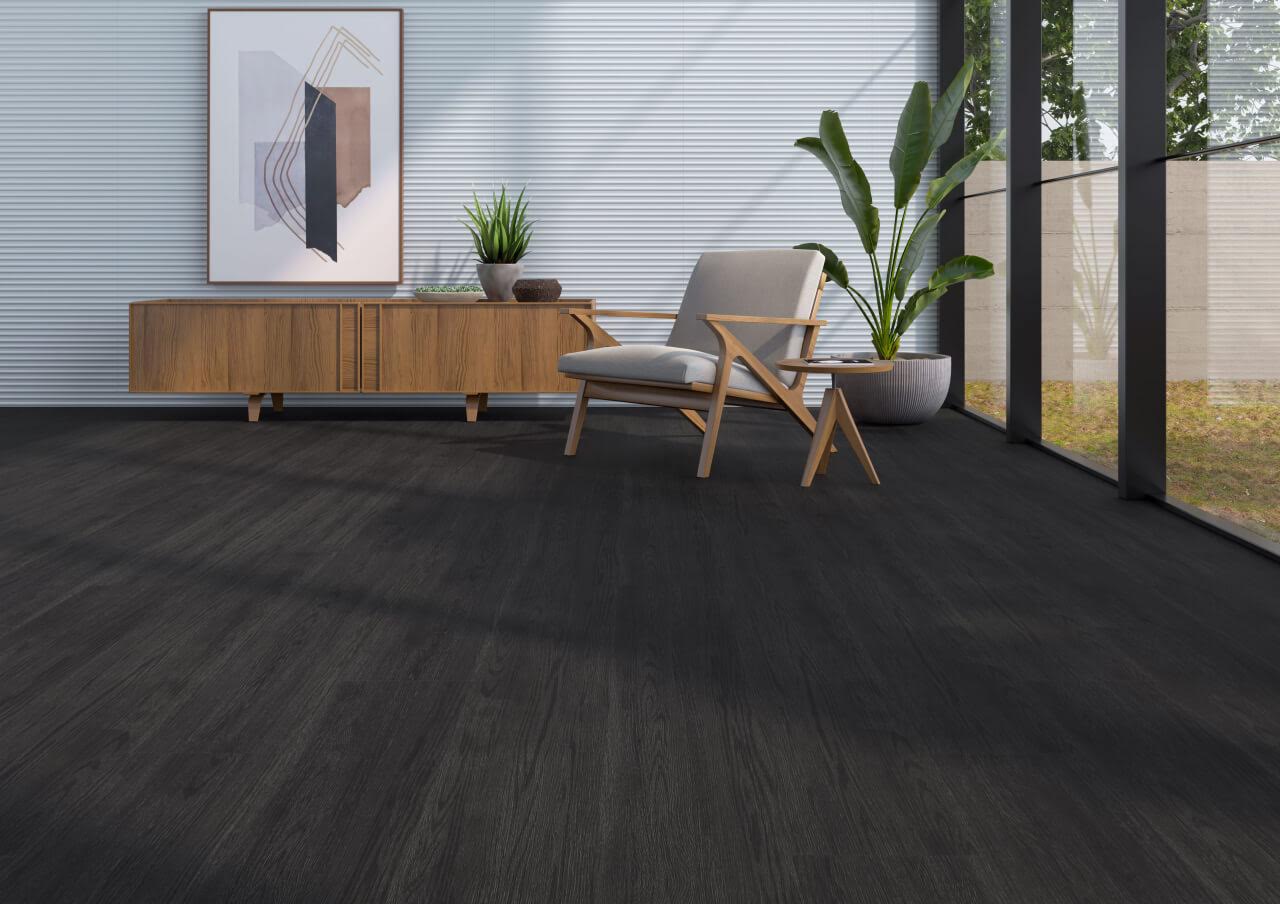 Piso Vinílico Preto Madeira Ebanizada